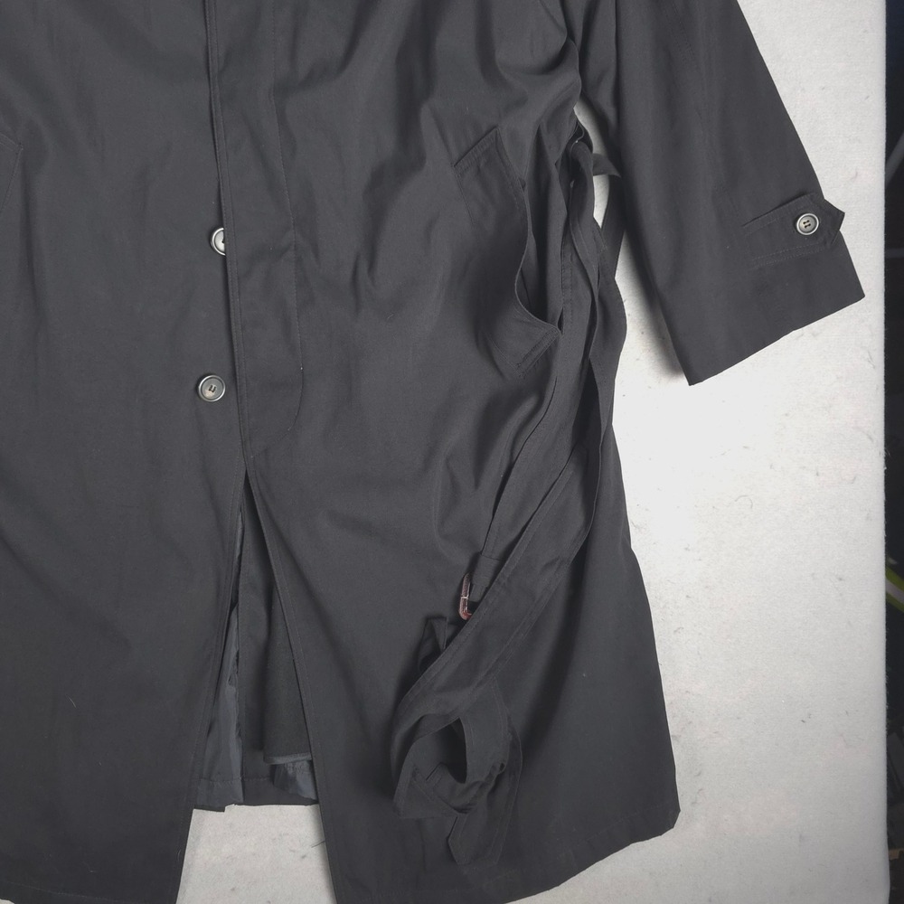 Ralph Lauren Men's Black Quilted Lined Rain Trench Coat Size 42R Belted - Picture 7 of 15